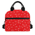 Red And White Snowflake Pattern Print Insulated Lunch Bag