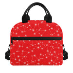 Red And White Snowflake Pattern Print Insulated Lunch Bag