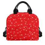 Red And White Snowflake Pattern Print Insulated Lunch Bag