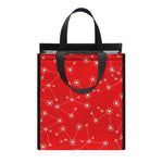 Red And White Snowflake Pattern Print Insulated Lunch Tote