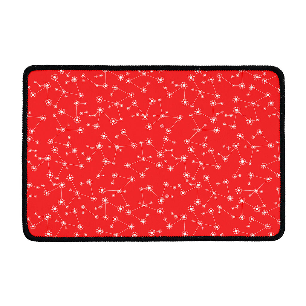 Red And White Snowflake Pattern Print Kitchen Mat