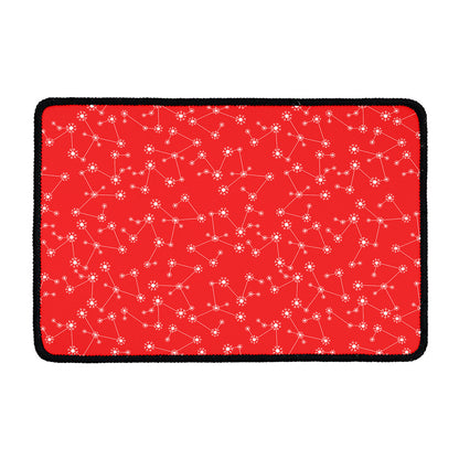 Red And White Snowflake Pattern Print Kitchen Mat