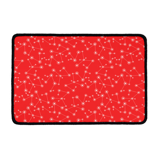 Red And White Snowflake Pattern Print Kitchen Mat