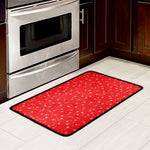 Red And White Snowflake Pattern Print Kitchen Mat
