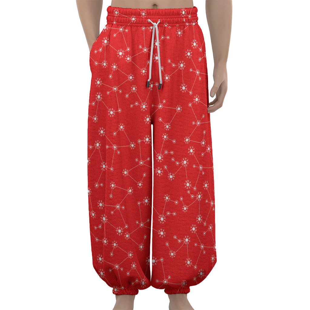 Red And White Snowflake Pattern Print Lantern Pants