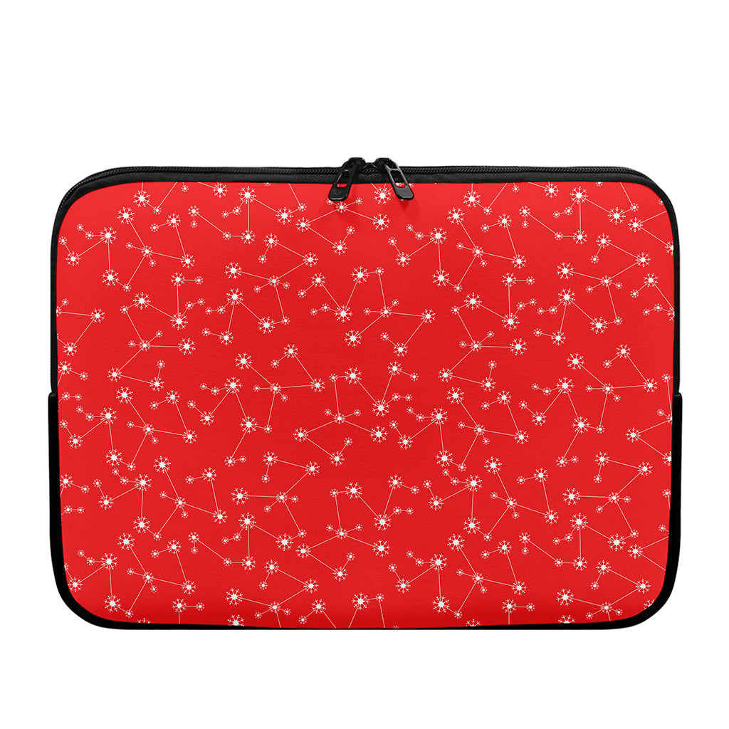 Red And White Snowflake Pattern Print Laptop Sleeve