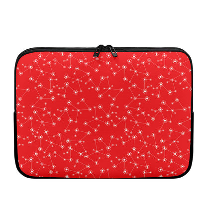 Red And White Snowflake Pattern Print Laptop Sleeve