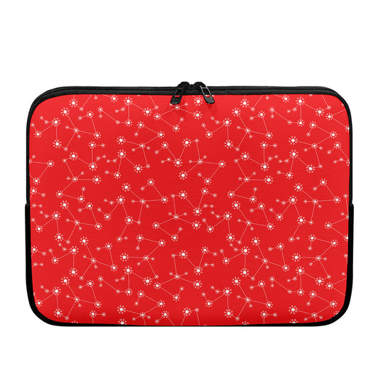 Red And White Snowflake Pattern Print Laptop Sleeve