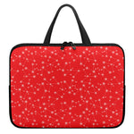Red And White Snowflake Pattern Print Laptop Sleeve With Handle