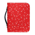 Red And White Snowflake Pattern Print Leather Bible Cover