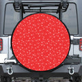 Red And White Snowflake Pattern Print Leather Spare Tire Cover