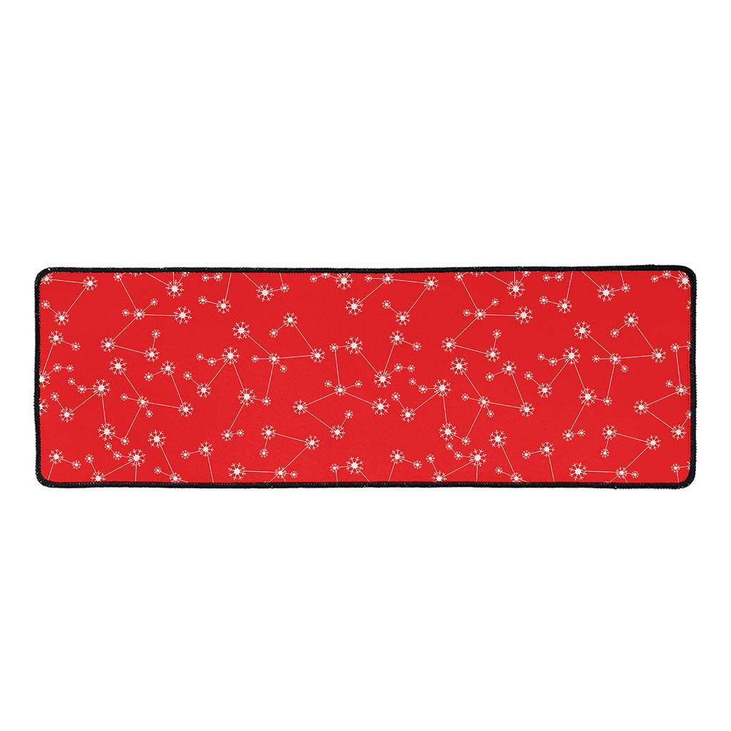 Red And White Snowflake Pattern Print Long Kitchen Mat
