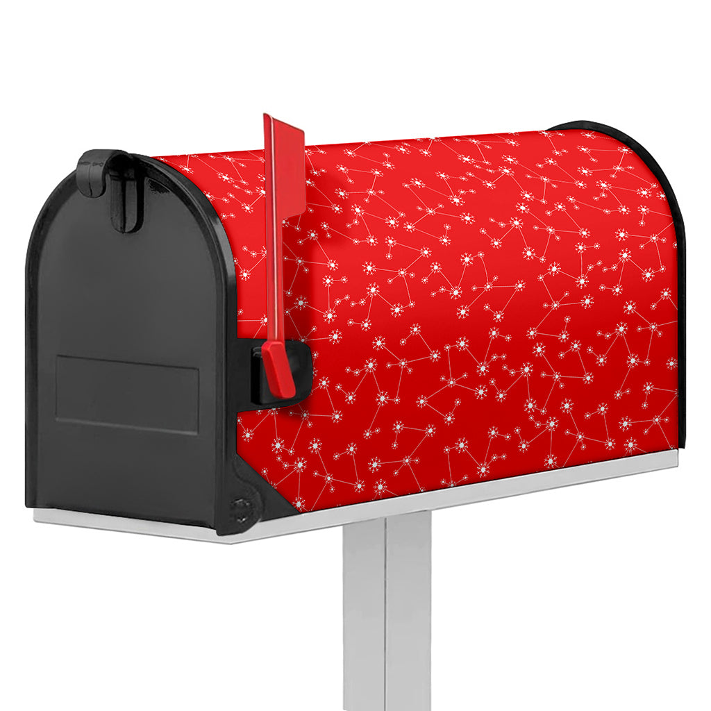 Red And White Snowflake Pattern Print Mailbox Cover