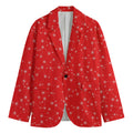 Red And White Snowflake Pattern Print Men's Blazer