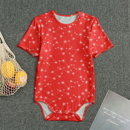 Red And White Snowflake Pattern Print Men's Bodysuit