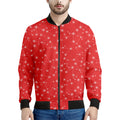 Red And White Snowflake Pattern Print Men's Bomber Jacket
