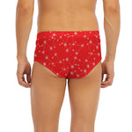 Red And White Snowflake Pattern Print Men's Briefs
