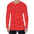 Red And White Snowflake Pattern Print Men's Long Sleeve T-Shirt