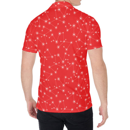 Red And White Snowflake Pattern Print Men's Shirt