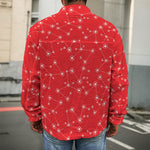 Red And White Snowflake Pattern Print Men's Shirt Jacket