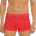 Red And White Snowflake Pattern Print Men's Short Boxer Briefs