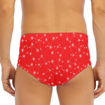Red And White Snowflake Pattern Print Men's Triangle Swim Briefs