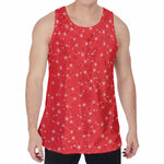 Red And White Snowflake Pattern Print Men's Velvet Tank Top