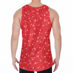 Red And White Snowflake Pattern Print Men's Velvet Tank Top