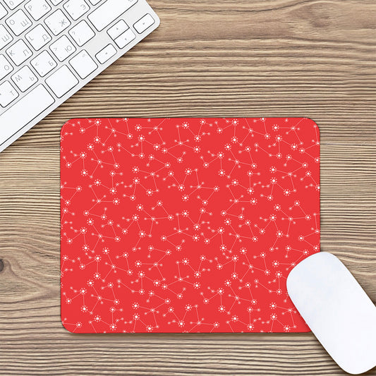 Red And White Snowflake Pattern Print Mouse Pad