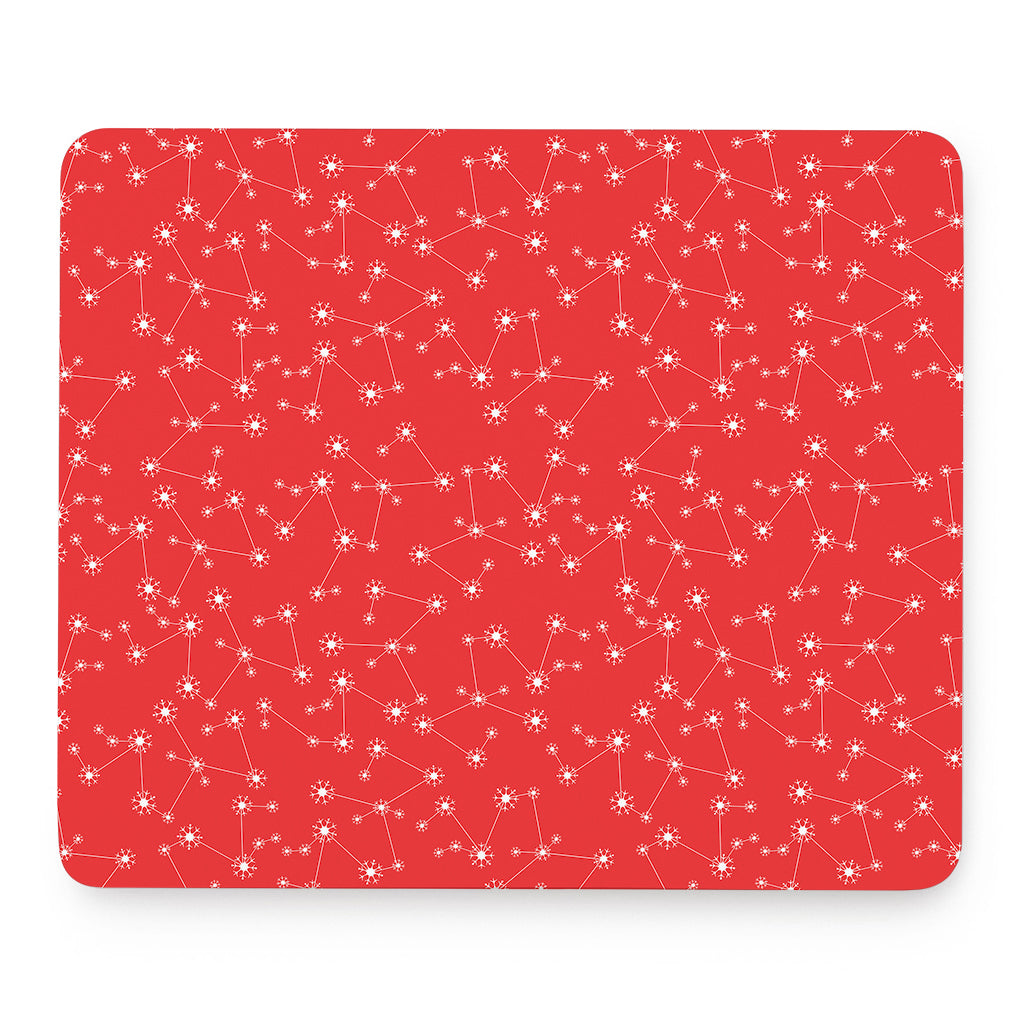 Red And White Snowflake Pattern Print Mouse Pad