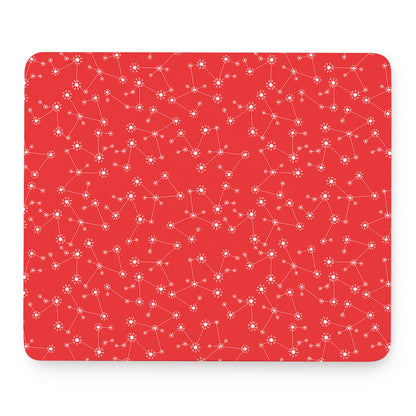 Red And White Snowflake Pattern Print Mouse Pad