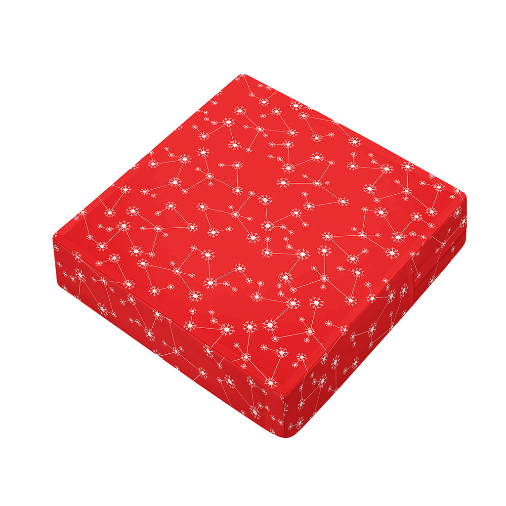 Red And White Snowflake Pattern Print Outdoor Seat Cushion Cover