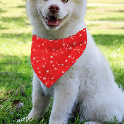 Red And White Snowflake Pattern Print Over The Collar Dog Bandana