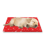 Red And White Snowflake Pattern Print Pet Cooling Mat Cover