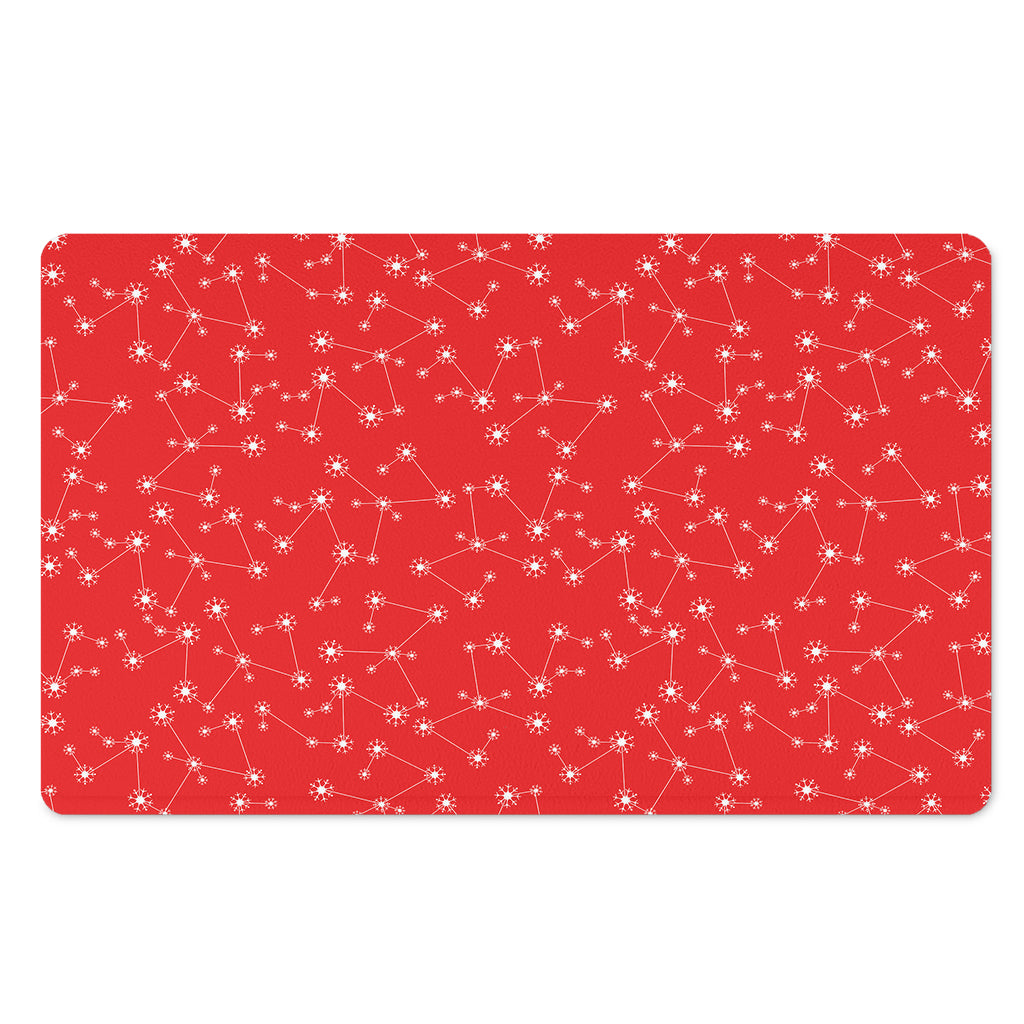 Red And White Snowflake Pattern Print Polyester Doormat