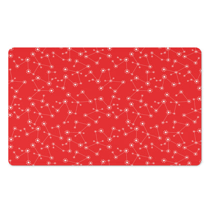 Red And White Snowflake Pattern Print Polyester Doormat