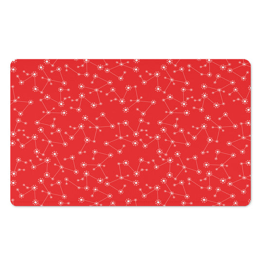 Red And White Snowflake Pattern Print Polyester Doormat