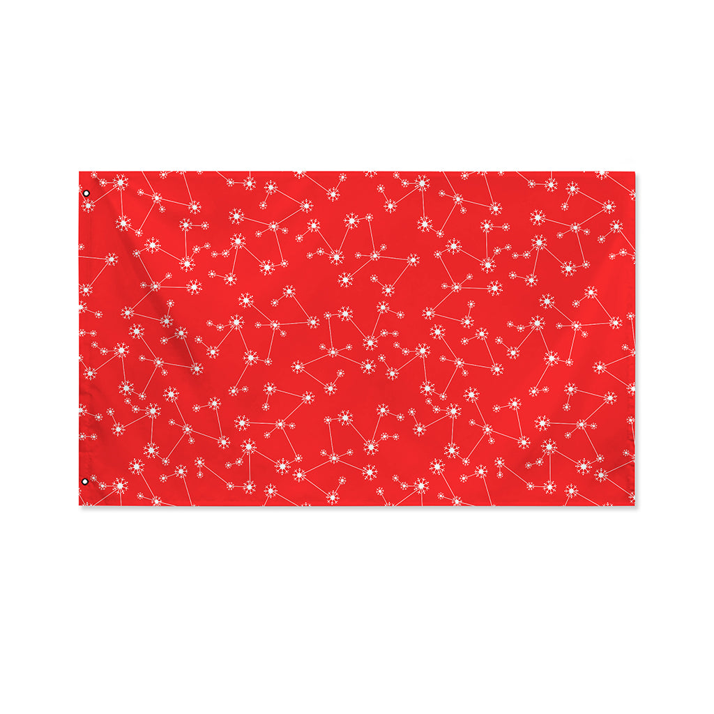 Red And White Snowflake Pattern Print Polyester Flag