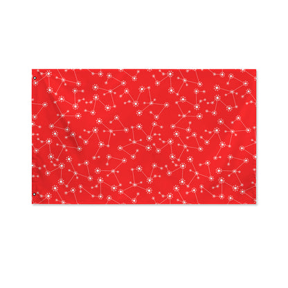 Red And White Snowflake Pattern Print Polyester Flag