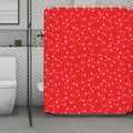 Red And White Snowflake Pattern Print Polyester Shower Curtain