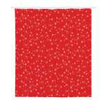 Red And White Snowflake Pattern Print Polyester Shower Curtain