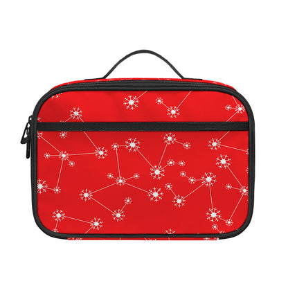 Red And White Snowflake Pattern Print Portable Lunch Bag