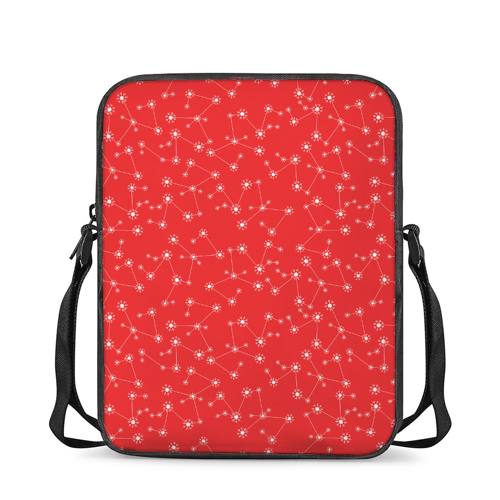 Red And White Snowflake Pattern Print Rectangular Crossbody Bag