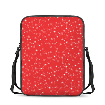 Red And White Snowflake Pattern Print Rectangular Crossbody Bag