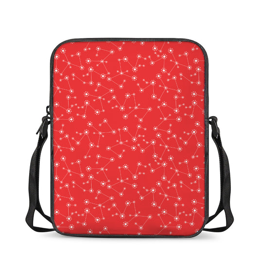 Red And White Snowflake Pattern Print Rectangular Crossbody Bag