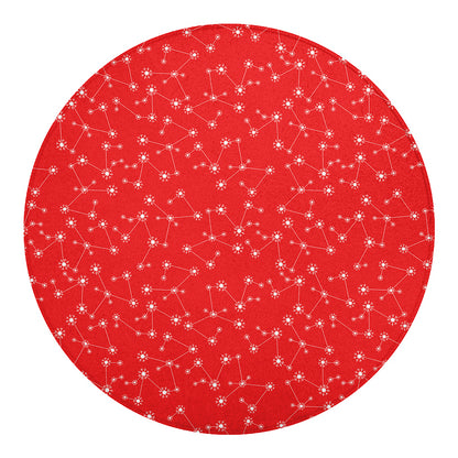 Red And White Snowflake Pattern Print Round Blanket