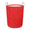 Red And White Snowflake Pattern Print Round Laundry Basket