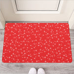 Red And White Snowflake Pattern Print Rubber Doormat