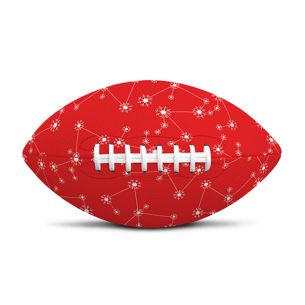 Red And White Snowflake Pattern Print Rugby Ball