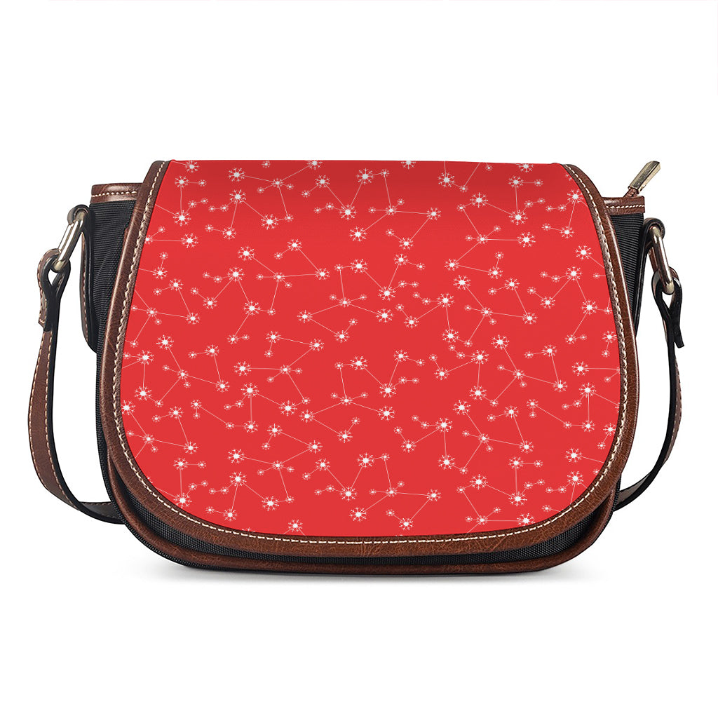 Red And White Snowflake Pattern Print Saddle Bag